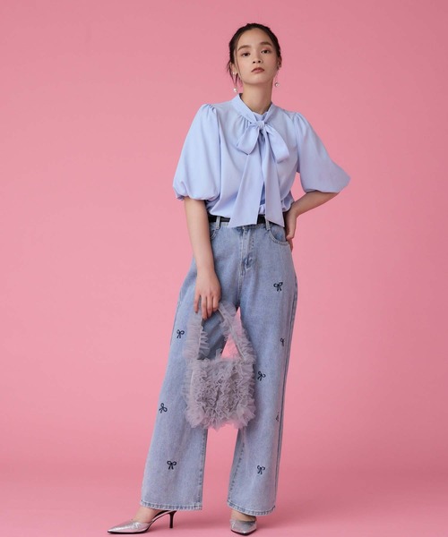 fifth(フィフス)の「チュールミニバッグ(ハンドバッグ・レディース・ライトグレー/アイボリー/ブラック・FREE)」の4枚目の写真