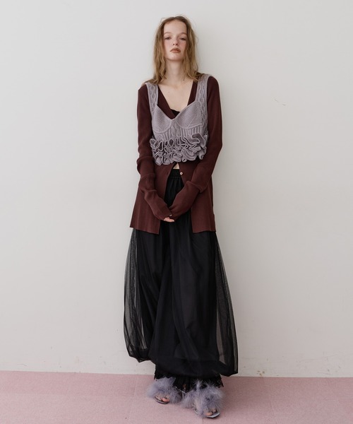 セール】ニッティングパターンボリュームフリルニットビスチェ（その他