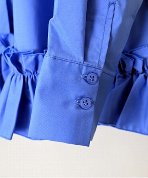 STYLEBLOCK(スタイルブロック)の「TCPUブロード裾フリルブラウス(シャツ/ブラウス・レディース・ブラック/ブルー/ホワイト・M)」の8枚目の写真