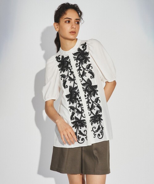 グレースコンチネンタル　ディアグラム　スパンコール半袖シャツ グレースコンチネンタル ディアグラム スパンコール半袖シャツ