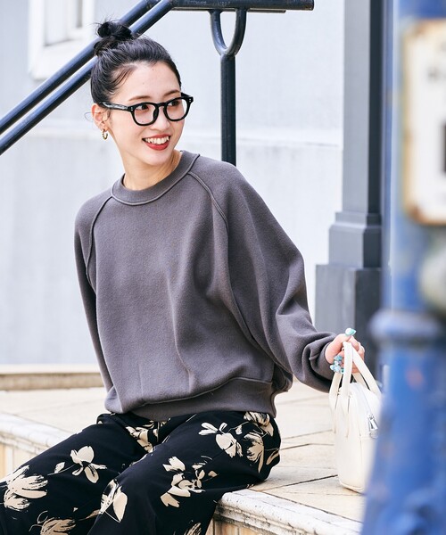 セール】限定展開 スウェットライクラグランショートニットプル