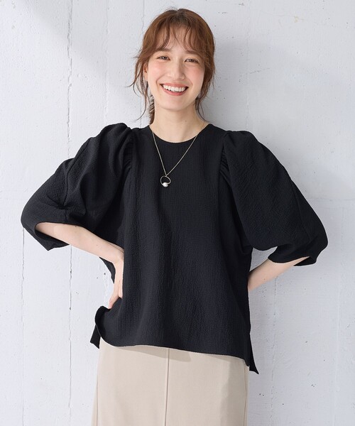 ANY（エニィ）の「ボリュームショルダーふくれプルオーバー（Tシャツ/カットソー・レディース・ダークブラウン系/ブラック系/ホワイト系/スモーキーグリーン系・F）」の10枚目の写真