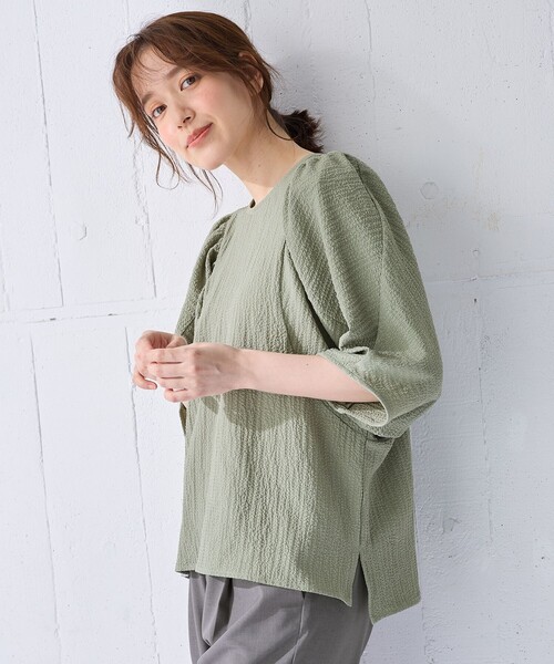 ANY（エニィ）の「ボリュームショルダーふくれプルオーバー（Tシャツ/カットソー・レディース・ダークブラウン系/ブラック系/ホワイト系/スモーキーグリーン系・F）」の14枚目の写真