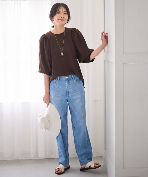 ANY（エニィ）の「ボリュームショルダーふくれプルオーバー（Tシャツ/カットソー・レディース・ダークブラウン系/ブラック系/ホワイト系/スモーキーグリーン系・F）」の17枚目の写真