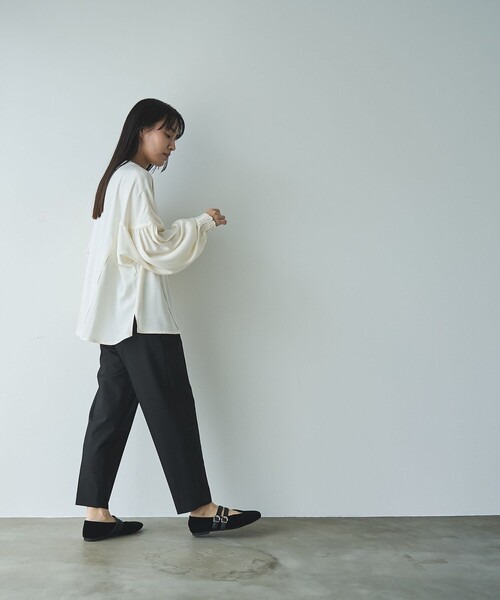 RONEL（ロネル）の「【RONEL】ワッシャーサテンドルマンブラウス（シャツ/ブラウス・レディース・オフホワイト/ネイビー・FREE）」の10枚目の写真