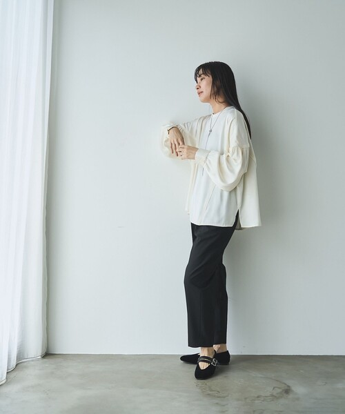 RONEL（ロネル）の「【RONEL】ワッシャーサテンドルマンブラウス（シャツ/ブラウス・レディース・オフホワイト/ネイビー・FREE）」の11枚目の写真