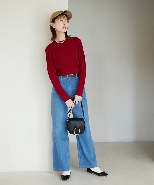 ROPE' PICNIC(ロペピクニック)の「ランダムリブニットプルオーバー(ニット/セーター・レディース・レッド/ネイビー/ダークブラウン/グレー・38)」の19枚目の写真