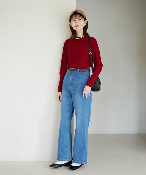 ROPE' PICNIC(ロペピクニック)の「ランダムリブニットプルオーバー(ニット/セーター・レディース・レッド/ネイビー/ダークブラウン/グレー・38)」の22枚目の写真