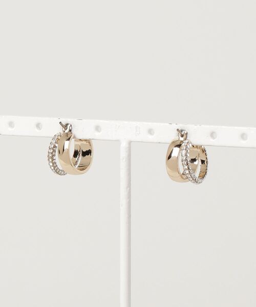 Lauren Ralph Lauren ブラッシュパールフープピアス ツートーン プレーテッド スプリット フープ ピアス