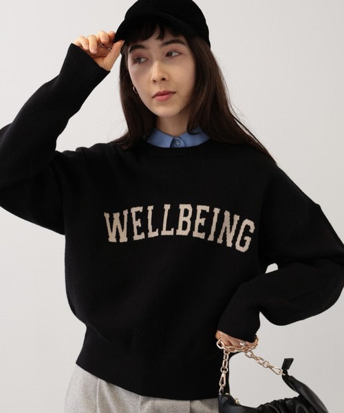 【セール】SALOON(サルーン)/《追加予約》スウェットライクロゴニット【手洗い可】（ニット/セーター）｜saloon（サルーン）