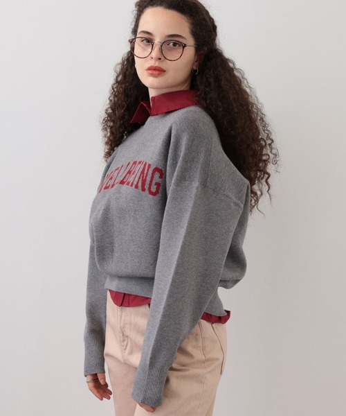 【セール】SALOON(サルーン)/《追加予約》スウェットライクロゴニット【手洗い可】（ニット/セーター）｜saloon（サルーン）