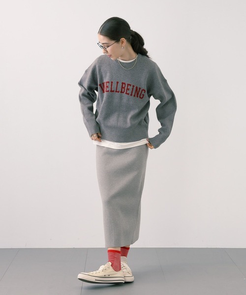 【セール】SALOON(サルーン)/《追加予約》スウェットライクロゴニット【手洗い可】（ニット/セーター）｜saloon（サルーン）