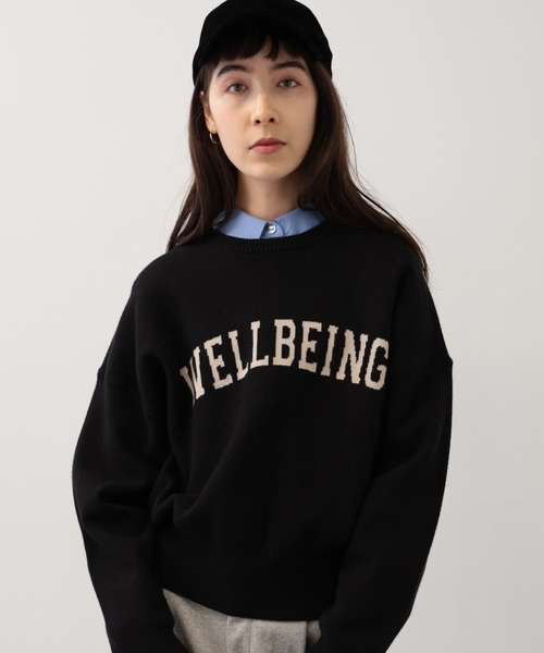 【セール】SALOON(サルーン)/《追加予約》スウェットライクロゴニット【手洗い可】（ニット/セーター）｜saloon（サルーン）