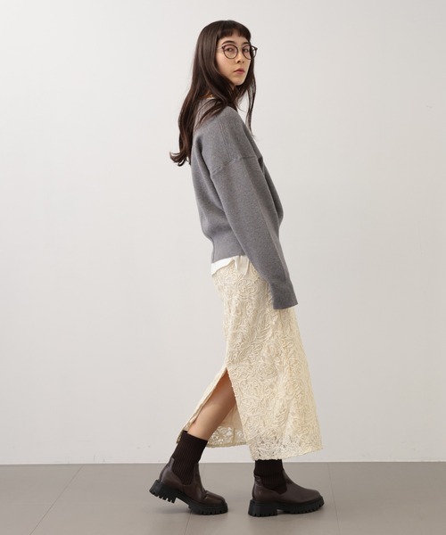 【セール】SALOON(サルーン)/《追加予約》スウェットライクロゴニット【手洗い可】（ニット/セーター）｜saloon（サルーン）