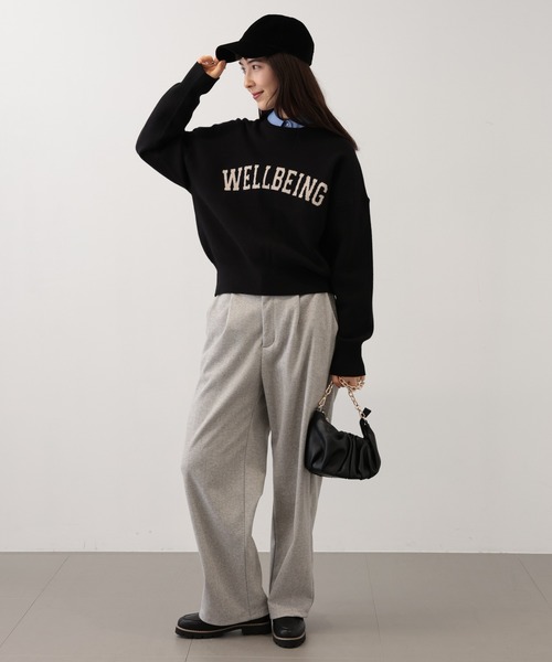 【セール】SALOON(サルーン)/《追加予約》スウェットライクロゴニット【手洗い可】（ニット/セーター）｜saloon（サルーン）