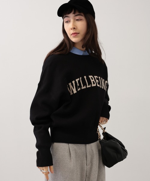 【セール】SALOON(サルーン)/《追加予約》スウェットライクロゴニット【手洗い可】（ニット/セーター）｜saloon（サルーン）