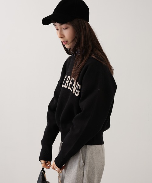 【セール】SALOON(サルーン)/《追加予約》スウェットライクロゴニット【手洗い可】（ニット/セーター）｜saloon（サルーン）