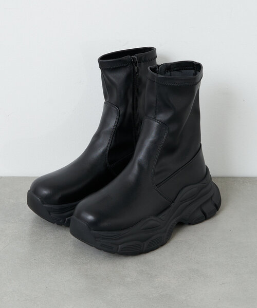 CIAOPANIC（チャオパニック）の「スニーカーソールミドルブーツ（ブーツ・レディース・ブラック/シルバー・SMALL/MEDIUM/LARGE）」の3枚目の写真