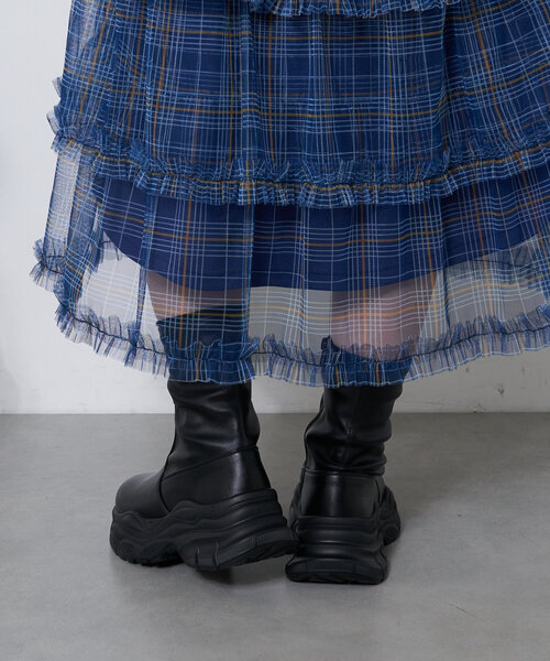 CIAOPANIC（チャオパニック）の「スニーカーソールミドルブーツ（ブーツ・レディース・ブラック/シルバー・SMALL/MEDIUM/LARGE）」の7枚目の写真