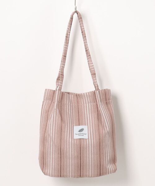 STYLEBLOCK（スタイルブロック）の「ストライプ調トートバッグ（トートバッグ・レディース・ブラック/カーキ/グレー/ブルー/パープル/グリーン/ピンク・FREE）」の20枚目の写真