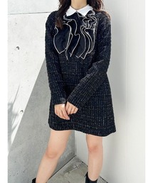 MERCURYDUO | 襟付きフロントフリルミニワンピース(ワンピース)