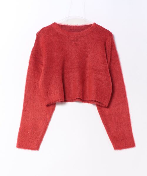 STYLEBLOCK（スタイルブロック）の「クロップドニットプルオーバー（ニット/セーター・レディース・チャコールグレー/アイボリー/イエロー/モカ/グリーン/レッド・M）」の6枚目の写真