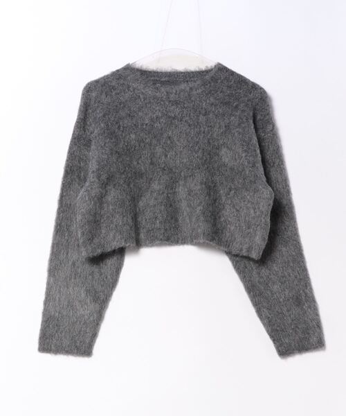 STYLEBLOCK（スタイルブロック）の「クロップドニットプルオーバー（ニット/セーター・レディース・チャコールグレー/アイボリー/イエロー/モカ/グリーン/レッド・M）」の3枚目の写真