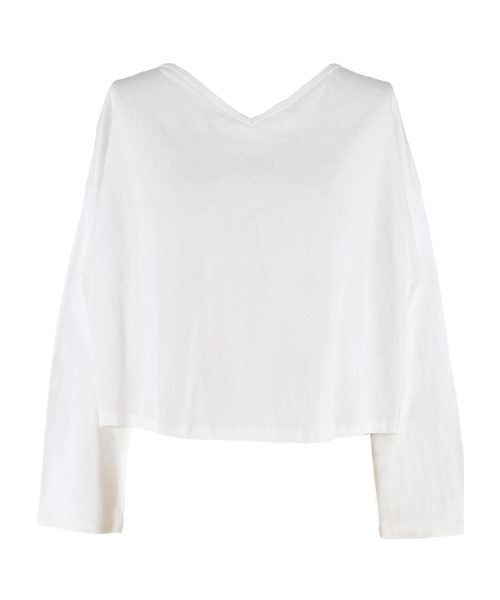 coca(coca)(コカ)の「Vネックコットンカットソー(Tシャツ/カットソー・レディース・ブラック/ホワイト・S/M/L)」の14枚目の写真