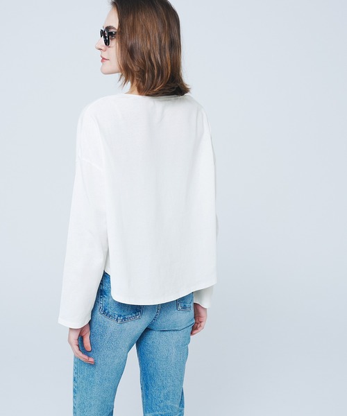 coca(coca)(コカ)の「Vネックコットンカットソー(Tシャツ/カットソー・レディース・ブラック/ホワイト・S/M/L)」の12枚目の写真