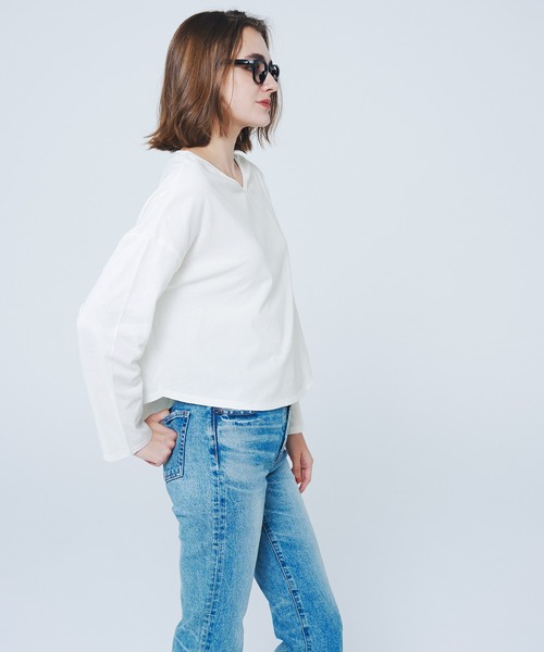 coca(coca)(コカ)の「Vネックコットンカットソー(Tシャツ/カットソー・レディース・ブラック/ホワイト・S/M/L)」の10枚目の写真