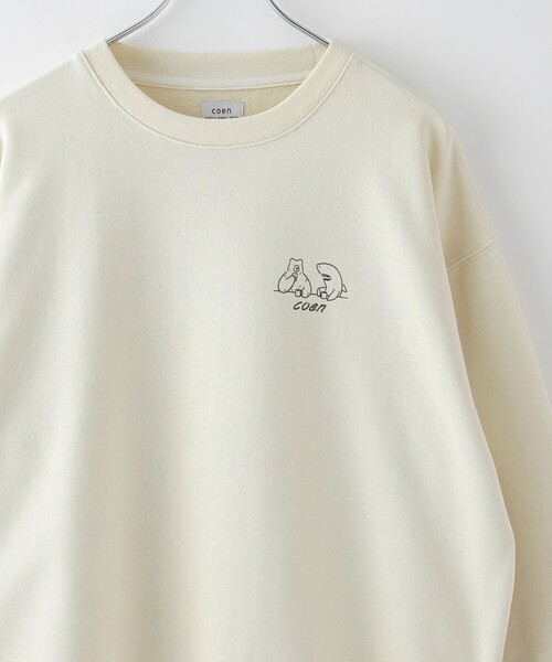 coen(コーエン)の「RYO KANEYASU × コーエン クルーネックスウェット(スウェット・メンズ・ホワイト/ライトブルー/ダークブラウン/マスタード・S/M/L/XL)」の2枚目の写真