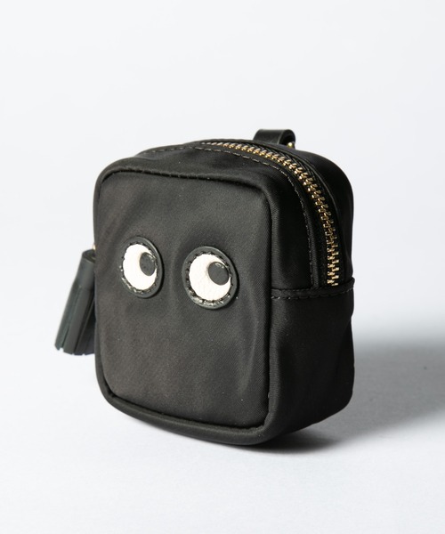 セール】ANYA HINDMARCH Ear Pods Pouch Eyes in Black ECONYL