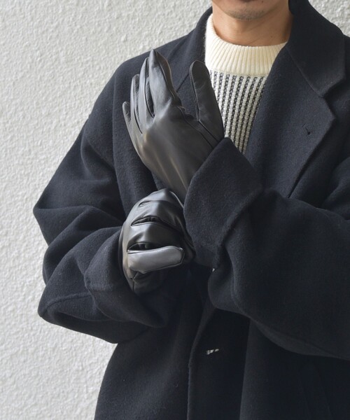 SHIPS any(シップス エニィ)の「SHIPS any:〈タッチパネル対応〉ラムレザー グローブ◇(手袋・メンズ・ブラック・ONE SIZE)」の2枚目の写真