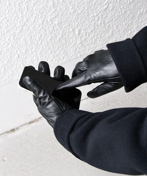 SHIPS any(シップス エニィ)の「SHIPS any:〈タッチパネル対応〉ラムレザー グローブ◇(手袋・メンズ・ブラック・ONE SIZE)」の6枚目の写真