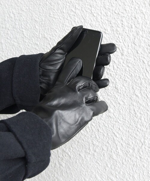 SHIPS any(シップス エニィ)の「SHIPS any:〈タッチパネル対応〉ラムレザー グローブ◇(手袋・メンズ・ブラック・ONE SIZE)」の7枚目の写真