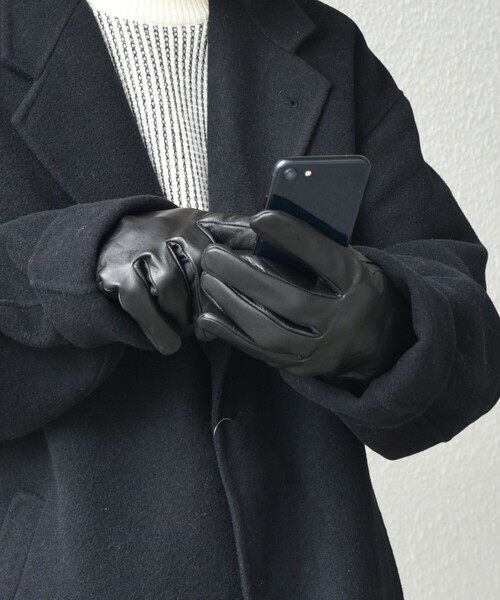 SHIPS any(シップス エニィ)の「SHIPS any:〈タッチパネル対応〉ラムレザー グローブ◇(手袋・メンズ・ブラック・ONE SIZE)」の8枚目の写真