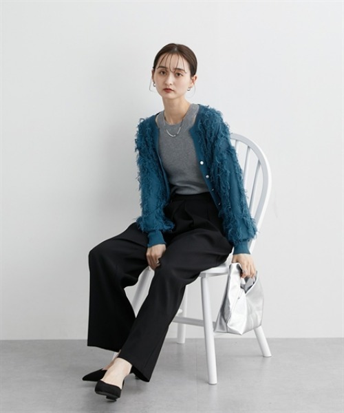 nissen(ニッセン)の「タック入ストレートパンツ(その他パンツ・レディース・チャコール/ブラック・M/L)」の6枚目の写真