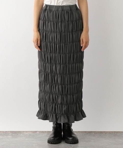 LEPSIM(レプシィム)の「無地シャーリングスカート2 147554(スカート・レディース・アイボリー/チャコールグレー・FREE)」の15枚目の写真