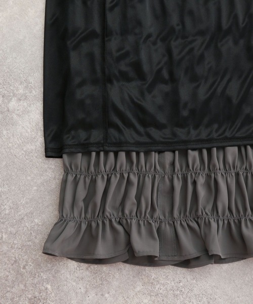 LEPSIM(レプシィム)の「無地シャーリングスカート2 147554(スカート・レディース・アイボリー/チャコールグレー・FREE)」の21枚目の写真