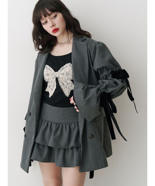 jouetie（ジュエティ）の「BIGリボンジャケットコート（その他アウター・レディース・ピンク/グレー/ブラック・MEDIUM）」の5枚目の写真