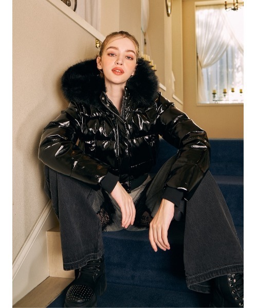 フェイクパテントレザーダウンジャケット ダーリッチ Darich フェイクパテントレザーダウンジャケット