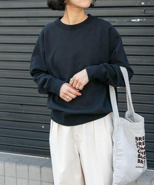 FORK&SPOON（フォークアンドスプーン）の「FORK&SPOON　ラフィー裏毛クルーネックスウェット（スウェット・レディース・ブルー/オフホワイト/グレー系その他/ブラック・1/2）」の16枚目の写真