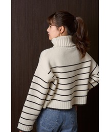 Striped Turtleneck Knit Pullover