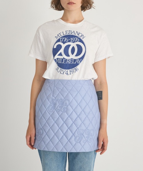 crinkle crinkle crinkle（クリンクルクリンクルクリンクル）の「【crinkle crinkle crinkle】イニシャルキルトスカート（スカート・レディース・ホワイト/パープル・FREE）」の2枚目の写真