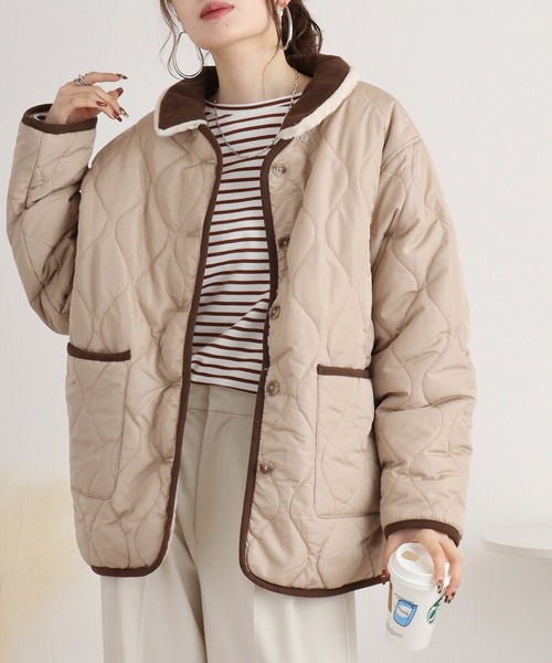 mitis（ミティス）の「mitis 3Way キルティングブルゾン（ブルゾン・レディース・ベージュ/アイボリー/カーキ/ブラック・M）」の4枚目の写真