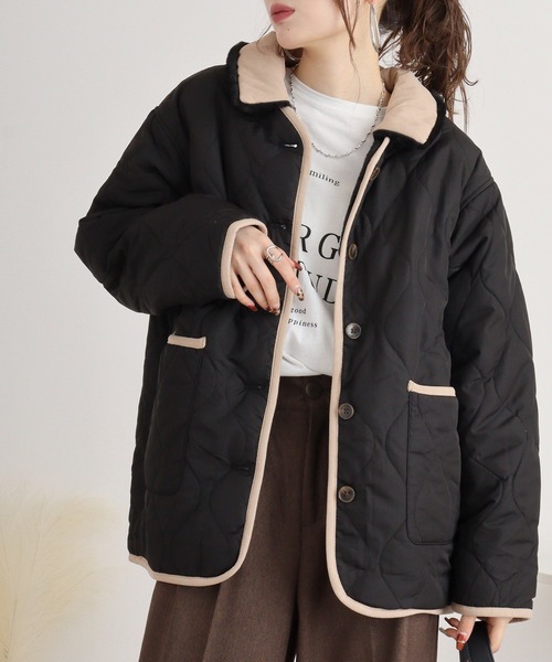 mitis（ミティス）の「mitis 3Way キルティングブルゾン（ブルゾン・レディース・ベージュ/アイボリー/カーキ/ブラック・M）」の12枚目の写真