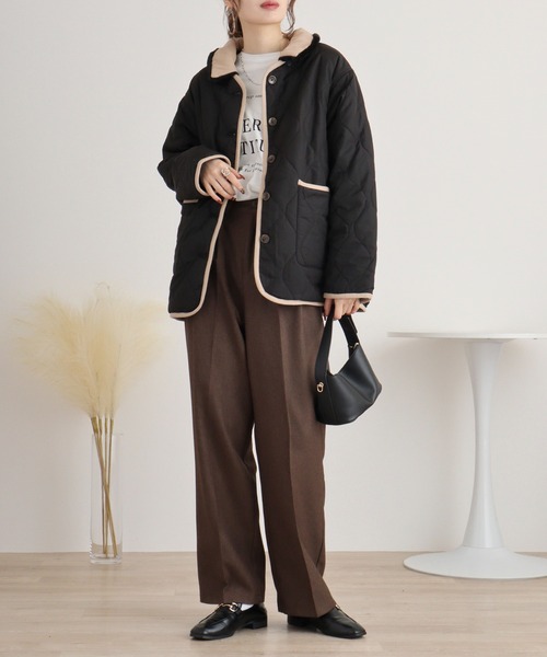 mitis（ミティス）の「mitis 3Way キルティングブルゾン（ブルゾン・レディース・ベージュ/アイボリー/カーキ/ブラック・M）」の15枚目の写真