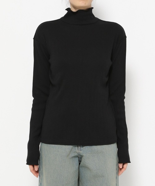 LOWRYS FARM（ローリーズファーム）の「リブメロータートル　250173（Tシャツ/カットソー・レディース・ブラック/アイボリー/ホワイト×ブラック・FREE）」の12枚目の写真