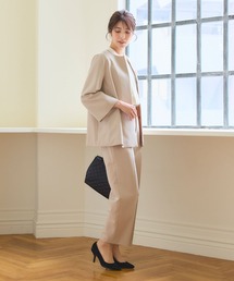 CROSS FUNCTION（クロスファンクション）の「【入荷禁止】【2点セット】《洗える・ストレッチ・シワになりにくい》正解 Aラインフレアジャケット・ワイドパンツセット【CF/クロスファンクション】（スーツセット）」