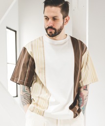 MR.OLIVE（ミスターオリーブ）の「MIX MATERIAL / MULTI STRIPE HYBRID T-SHIRT（Tシャツ/カットソー）」